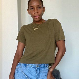 Girlfriend Collective Gia Cropped Tee in Fern